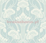 Tapeta Art Déco Kwiatowy Ornament biały na błekitnym tle