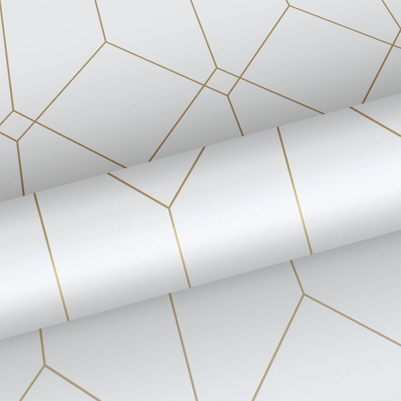 Tapeta 139223 geometryczna w stylu Art Deco biało złota