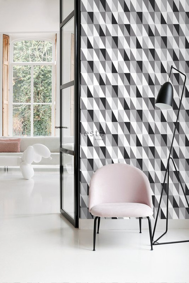 Tapeta 139121 trójkąty czarne, szare, białe