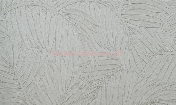 Tapeta z dużymi liśćmi palmy z wyczuwalną strukturą srebrzysto szara