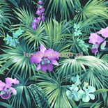 Modna tapeta liscie palmy kwiaty storczyki