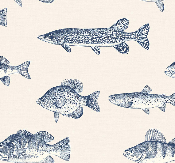 Oryginalna tapeta tekstylna Carl Robinson CL71402 ryby grafika