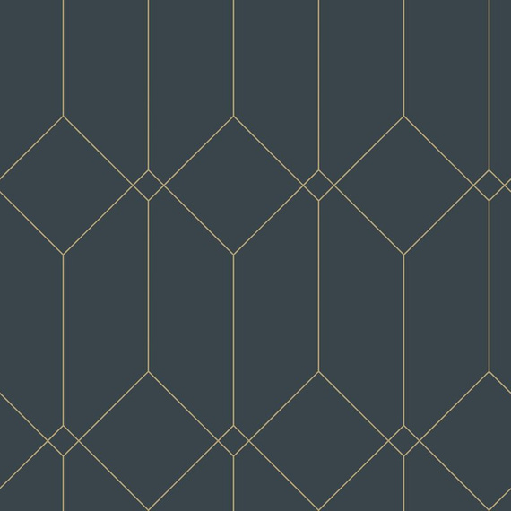 Tapeta 139225 geometryczna w stylu Art Deco ciemnoniebieska złota