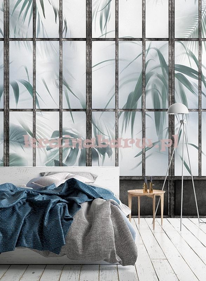 Nowoczesna fototapeta Tropikalny ogród we mgle za oknem z kratownicą ORANGERY 2