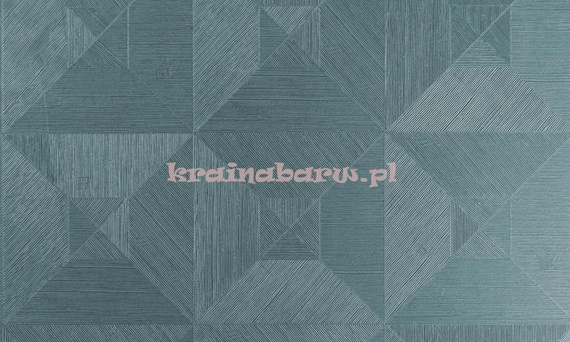 Tapeta geometryczna 3D kwadraty trójkąty w morskim niebiesko zielonym kolorze z wyczuwalną w dotyku strukturą 