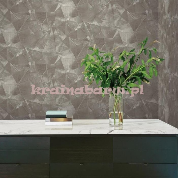 Tapeta geometryczna impresja Velvet Crush szaro beżowa