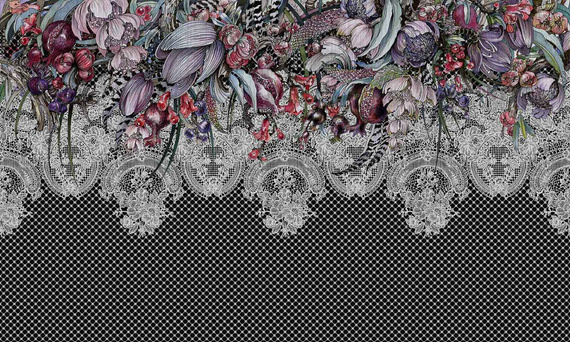 Ekskluzywny mural kwiaty koronki Flamenco I