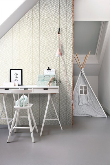 Tapeta 139135 biały i złoty wzór w jodełkę