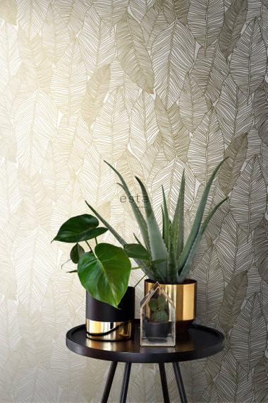 Tapeta 139125 złote liście na białym tle