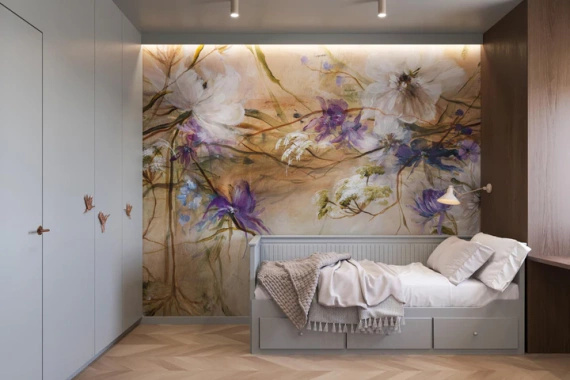 Tapeta artystyczna Wallart Violeta kwiaty