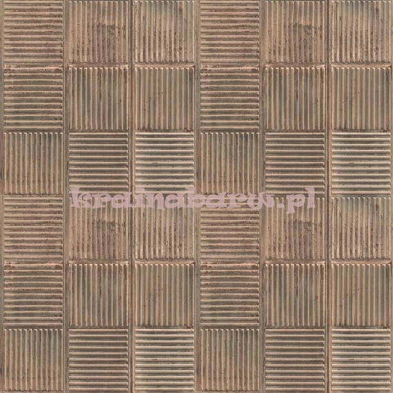 Oryginalna tapeta 3D kafelki z  żłobieniami miedziana