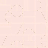 Modna tapeta 139207 geometryczna w stylu Art Deco blady róż i złoto