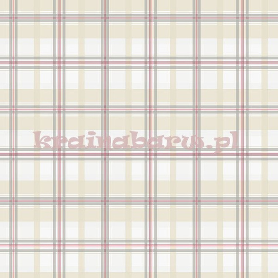 Tapeta w kratę czerwono szarą beżową na białym tle