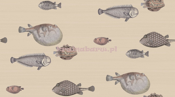 Oryginalna tapeta akwarium zachwycające ryby w beżach