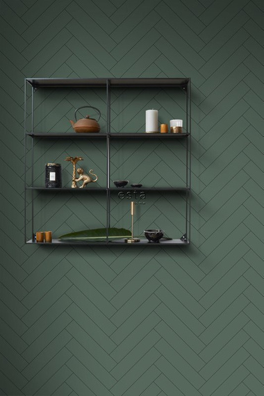 Tapeta 139222 graficzna w jodełkę ciemnozielona