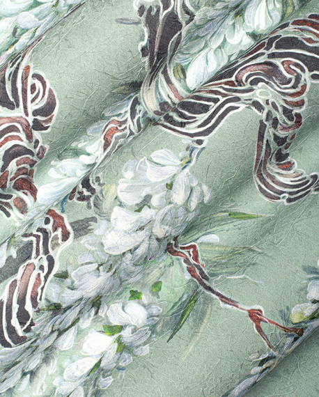 Fototapeta zwisajace kwiaty Elvie na niebieskim tle