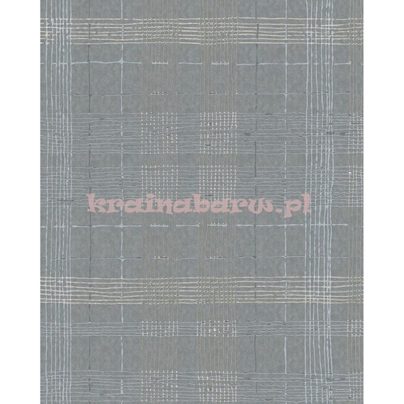 Nowoczesna  tapeta  w kratę  szarości i metaliczne srebro