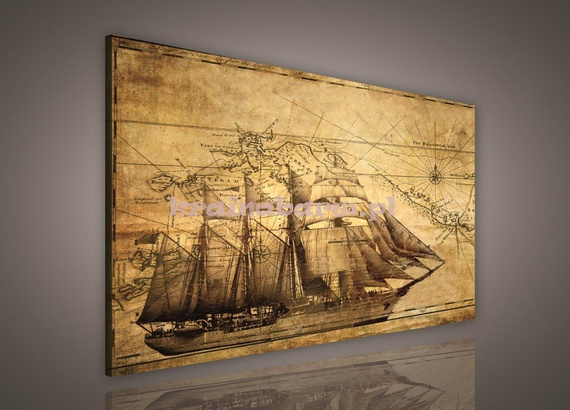 Obraz na płótnie PP145O1 Okręt na mapie