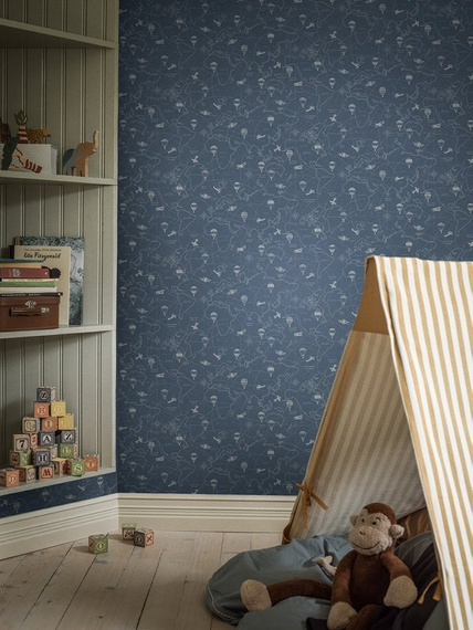 Tapeta w skandynawskim stylu mapa balony samoloty