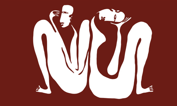 Tapeta artystyczna Wallart Couple Burgundy dwie postacie abstrakcja 