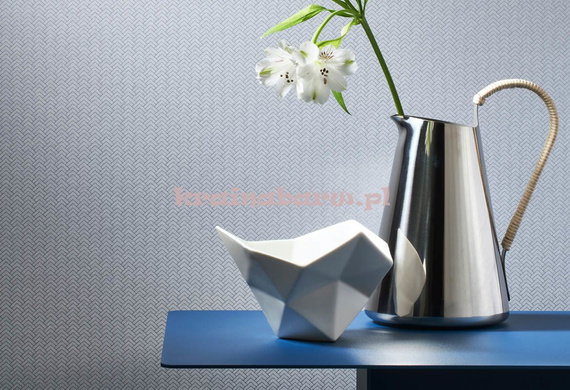 Nowoczesna tapeta z drobnym geometrycznym metalicznym wzorem na białym matowym tle