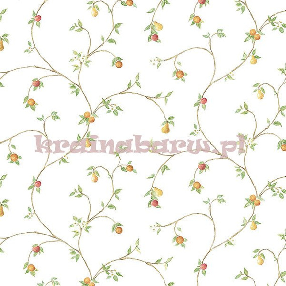 Tapeta motyw roślinny z drobnymi owocami na białym tle