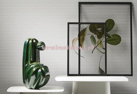 Nowoczesna tapeta z drobnym geometrycznym srebrzystym wzorem na  ceglastym matowym tle