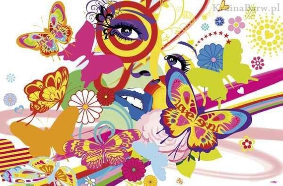 Plakat 692 tęcza tearz motyle kwiaty