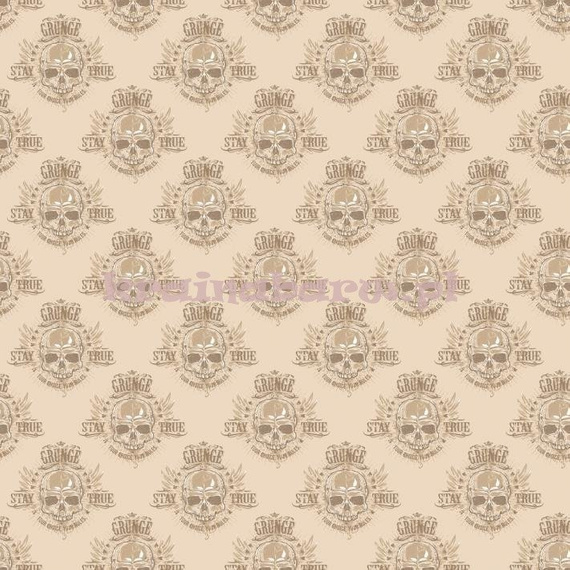 Tapeta rockowa czaszka Grunge Stay True na beżowym  tle
