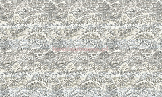 Stylowa tapeta z japońskimi scenkami na matowym  kremowym tle