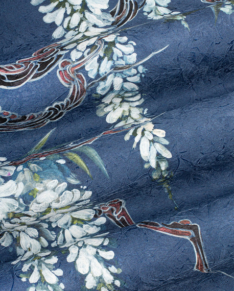 Fototapeta zwisajace kwiaty Elvie na niebieskim tle