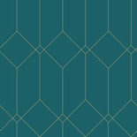 Tapeta 139224 geometryczna w stylu Art Deco turkusowa  złota