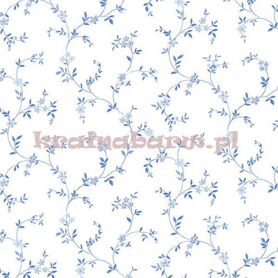 Tapeta z  niebieskimi kwiatkami na białym tle