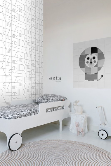 Modna tapeta 139142 geometryczna w stylu Art Deco biało czarna