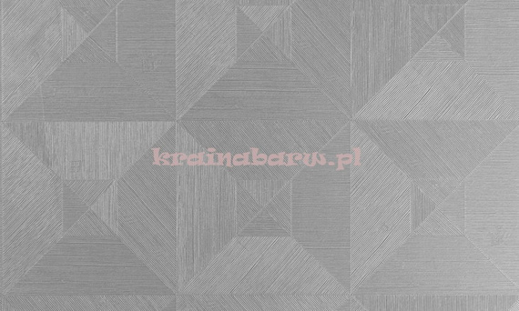 Tapeta geometryczna 3D kwadraty trójkąty w szaro srebrzysta z wyczuwalną w dotyku strukturą 