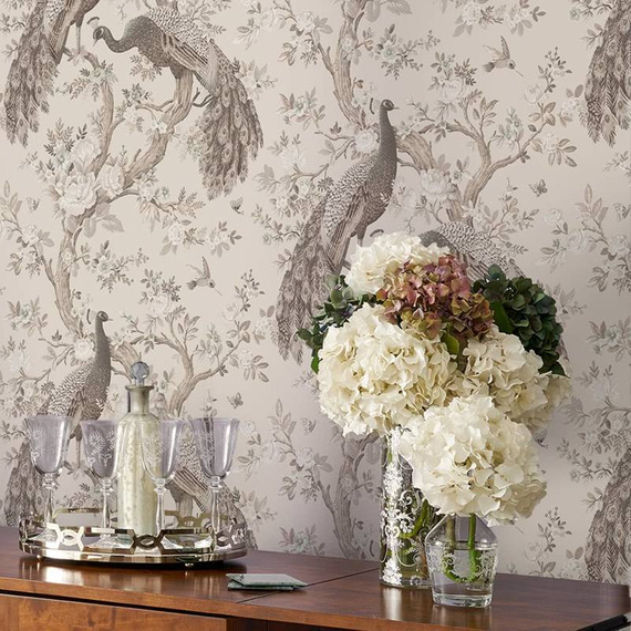 Tapeta 113399 pawie i kwiaty Belvedere Laura Ashley 