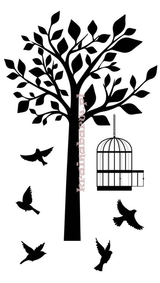 Naklejka na ścianę DRZEWO PTAKI  KLATKA SPNB169TS