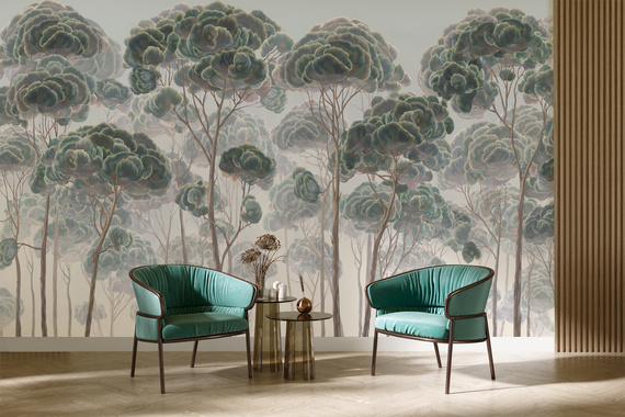 Fototapeta Akwarela Las We Mgle