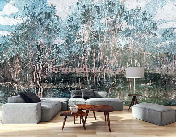 Fototapeta Las nad rozlewiskiem o poranku SILVA 1