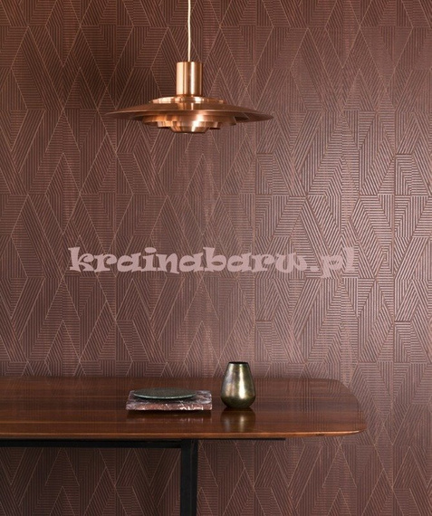 Nowoczesna tapeta geometryczna  impresja romby  3D ceglasta czerwień