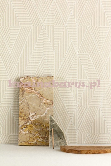 Nowoczesna tapeta geometryczna  impresja romby  3D kremowo beżowa