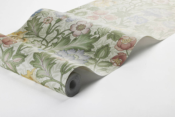 Mural 2036 w skandynawskim stylu kolorowe kwiaty liście na jasnym tle