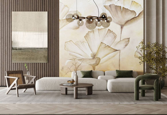 Tapeta Artystyczna Beige flowers