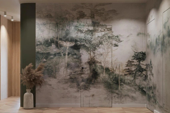 Tapeta artystyczna Wallart Bonzai drzewa las góry