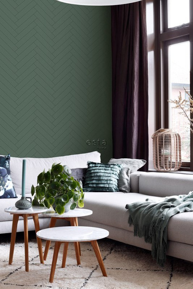 Tapeta 139222 graficzna w jodełkę ciemnozielona