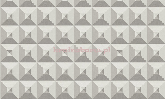 Tapeta geometryczna iluzja 3D kwadraty trójkąty w czterech odcieniach szarości  wyczuwalną w dotyku strukturą 