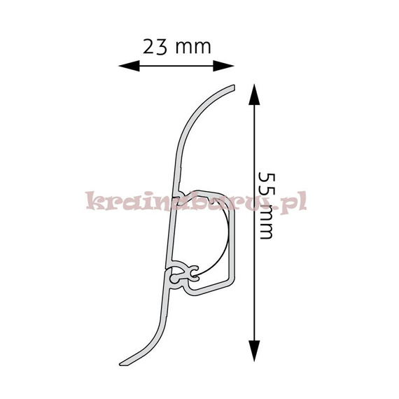 Listwa przypodłogowa aluminiowa LP55 250 x 2,3 x 5,5cm