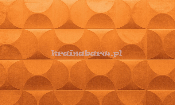 Luksusowa tapeta geometryczna 3D efektowne kwadraty z wypukłymi krągłymi wzorami w pomarańczowym