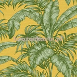 Tapeta w duże zielone liście na żółtym tle matowa