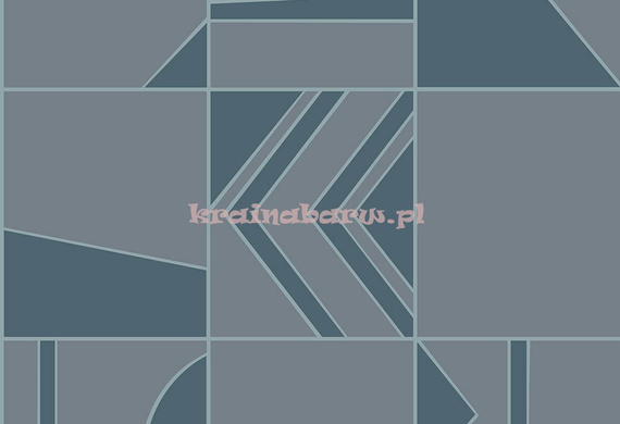 Nowoczesna tapeta geometryczna koła trójkąty prostokąty w turkusach na matowym tle w odcieniu khaki